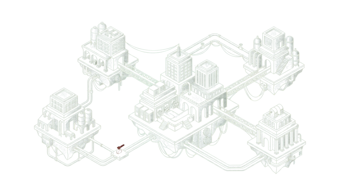 The market as one world, architecture illustration